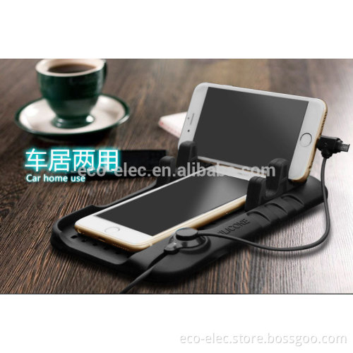 Multifunctional Silicone Car Phone Mount Magnetic Charging Cradle Dock Stand Car Holder For iPhone With 2 in 1 Charging Cable